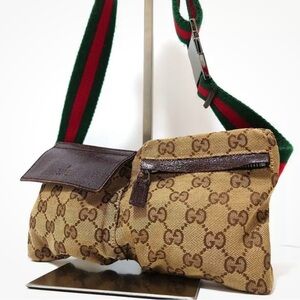 GUCCI Authentic GG Waist Pouch shoulder Shelly Line Bumbag Belt Bag